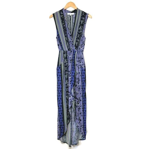 ASTR The Label Floral Patchwork Dress Blue Purple Sleeveless V Neck Boho Chic S - Picture 16 of 16